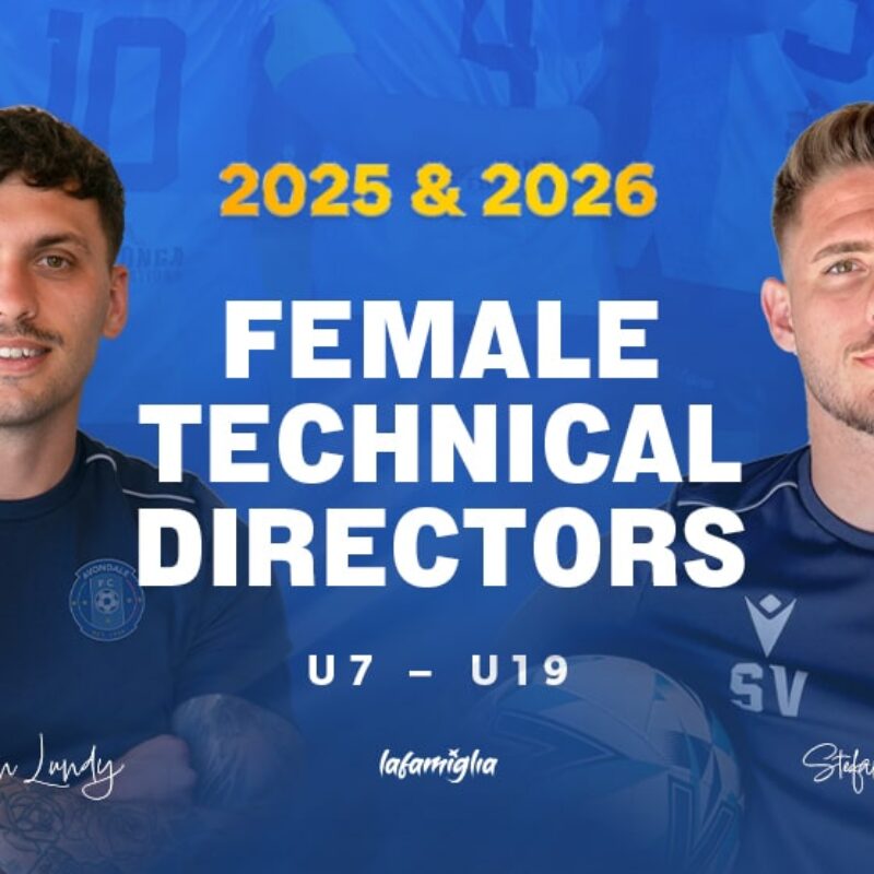 Avondale FC announce Brandon Lundy and Stefan Valentini as Female Technical Directors for U7–U19 teams in 2025 and 2026.