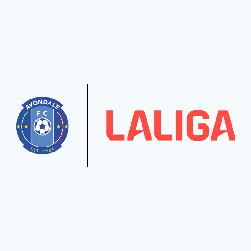 Logos of Avondale FC and LaLiga shown together, representing collaboration in football.