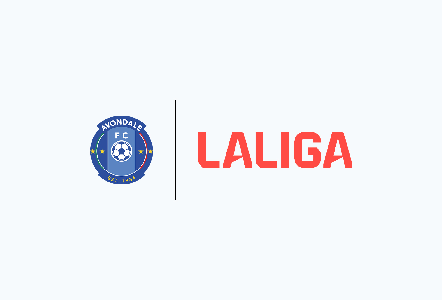 Logos of Avondale FC and LaLiga shown together, representing collaboration in football.