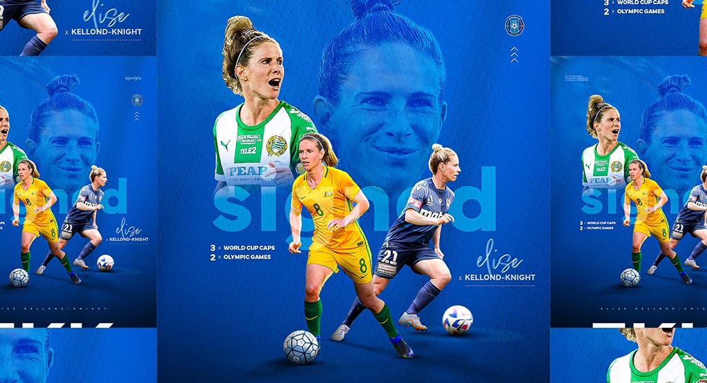 Elise Kellond-Knight unveiled as new Avondale FC player in promotional signing graphic.